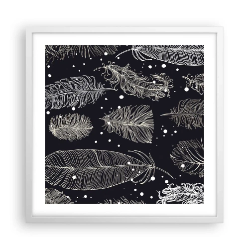 Plakat i hvid ramme - Fjerede blonder - 50x50 cm