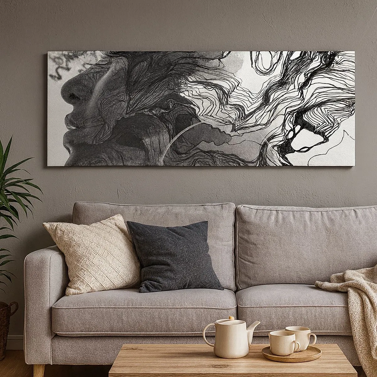Lærredstryk - Billede på lærred - Forviklet i drømme - 100x40 cm