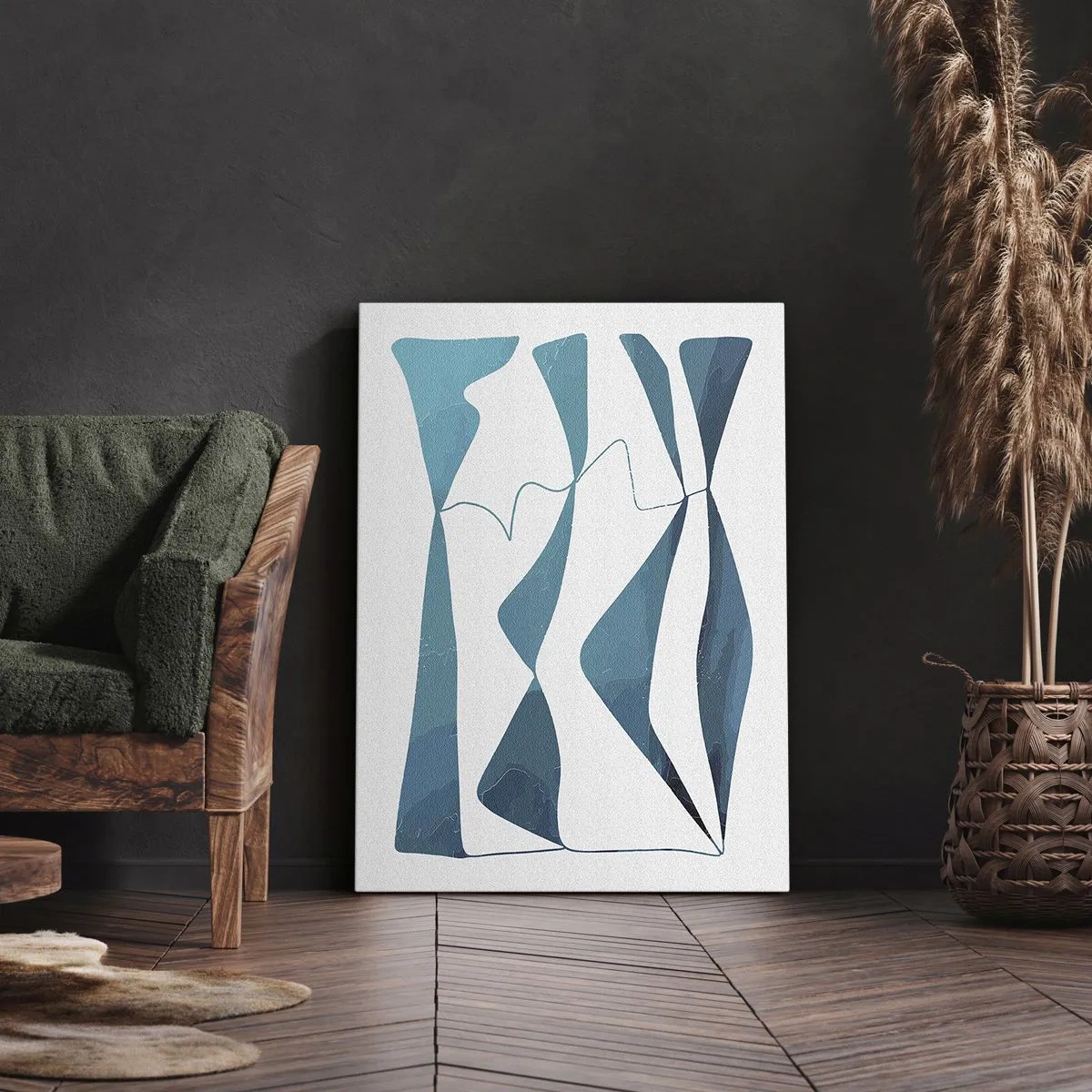Lærredstryk - Billede på lærred - Abstraktion: en turkis sammensætning - 50x70 cm