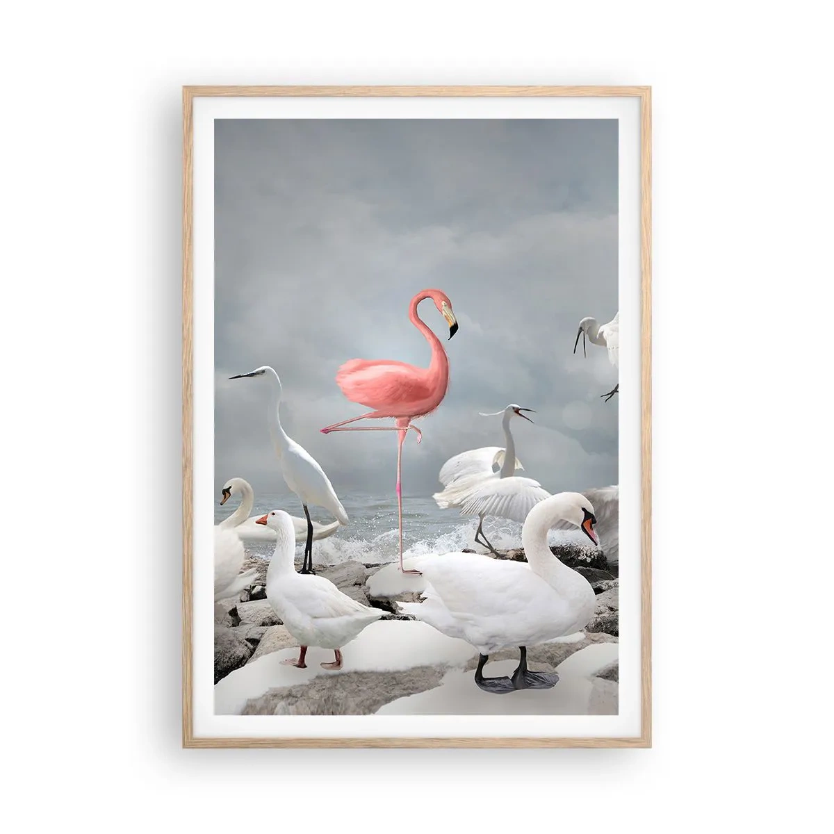 Plakat i ramme af lyst egetræ - Hvor kommer jeg fra? - 70x100 cm