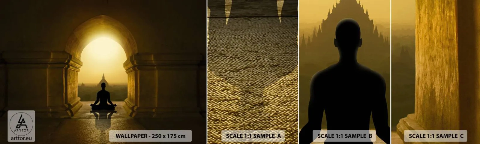 Fototapet Prøve Standard Eco - Fuldkommen harmoni - Meditation, Tempel, Buddha - 100x30 cm