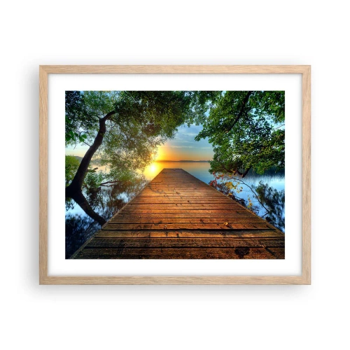 Plakat i ramme af lyst egetræ - Tag dig god tid, sæt dig ned - 50x40 cm