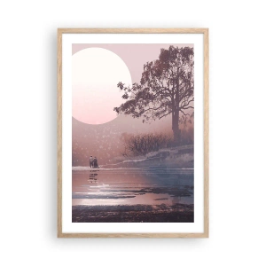 Plakat i ramme af lyst egetræ - Natlige mærkværdigheder - 50x70 cm