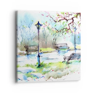 Lærredstryk - Billede på lærred - Den magiske stilhed i parken - 40x40 cm