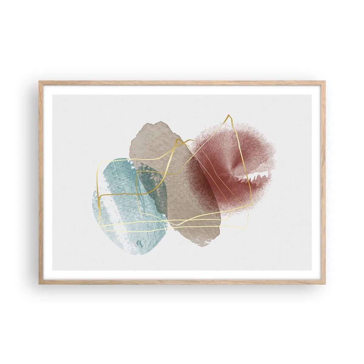 Plakat i ramme af lyst egetræ - Rummets perler - 100x70 cm