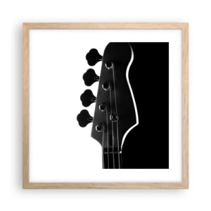 Plakat i ramme af lyst egetræ - Stilhed i klipper  - 40x40 cm