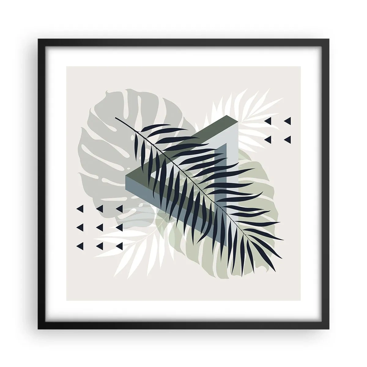 Plakat i sort ramme - Natur og geometri - to ordener? - 50x50 cm