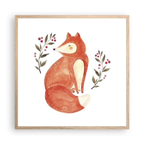 Plakat i ramme af lyst egetræ - Lille rødhåret - 60x60 cm