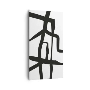 Lærredstryk - Billede på lærred - Sort og hvid konstruktion - 55x100 cm