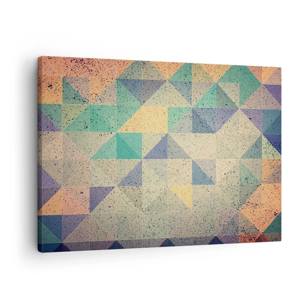 Lærredstryk - Billede på lærred - En farverig komposition af geometriske trekanter i pastelfarver. - 70x50cm - Republikken trekanter - Moderne vægdekoration til stue og soveværelse ARTTOR