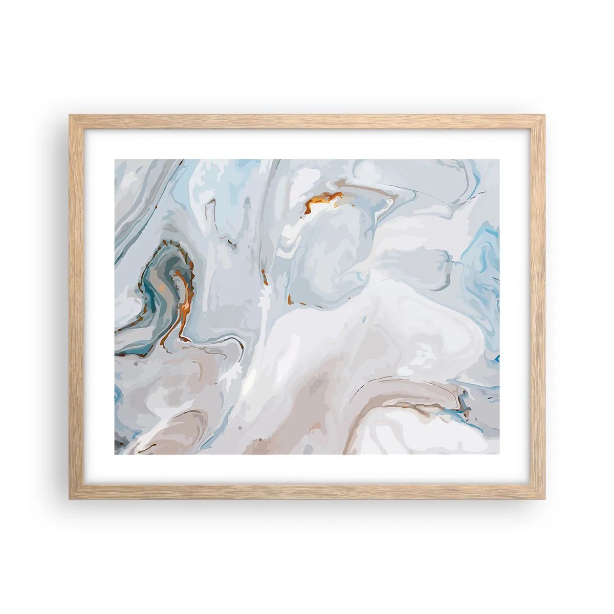 Plakat i ramme af lyst egetræ - Hvid opløftet - 50x40 cm