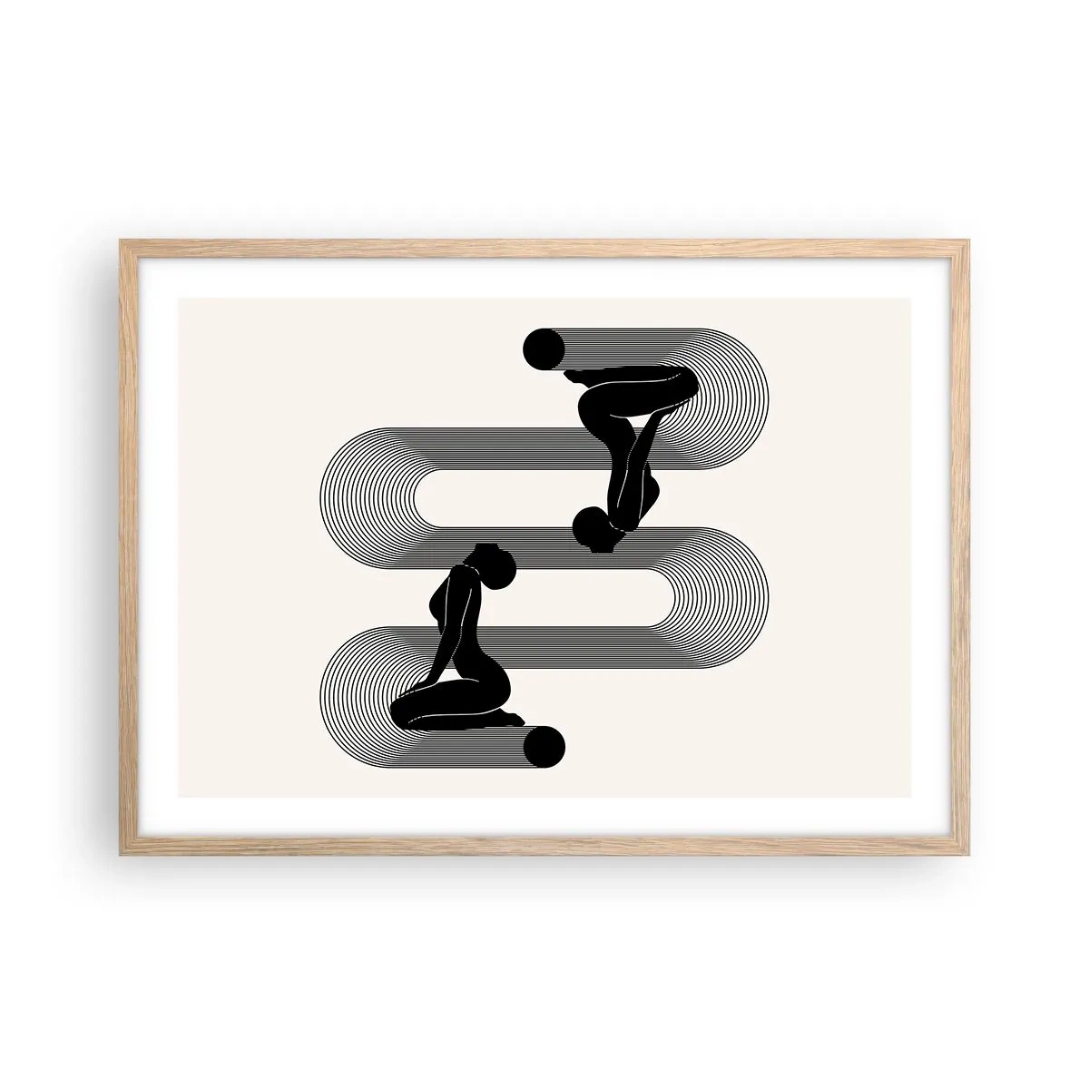 Plakat i ramme af lyst egetræ - Sensuel symmetri - 70x50 cm