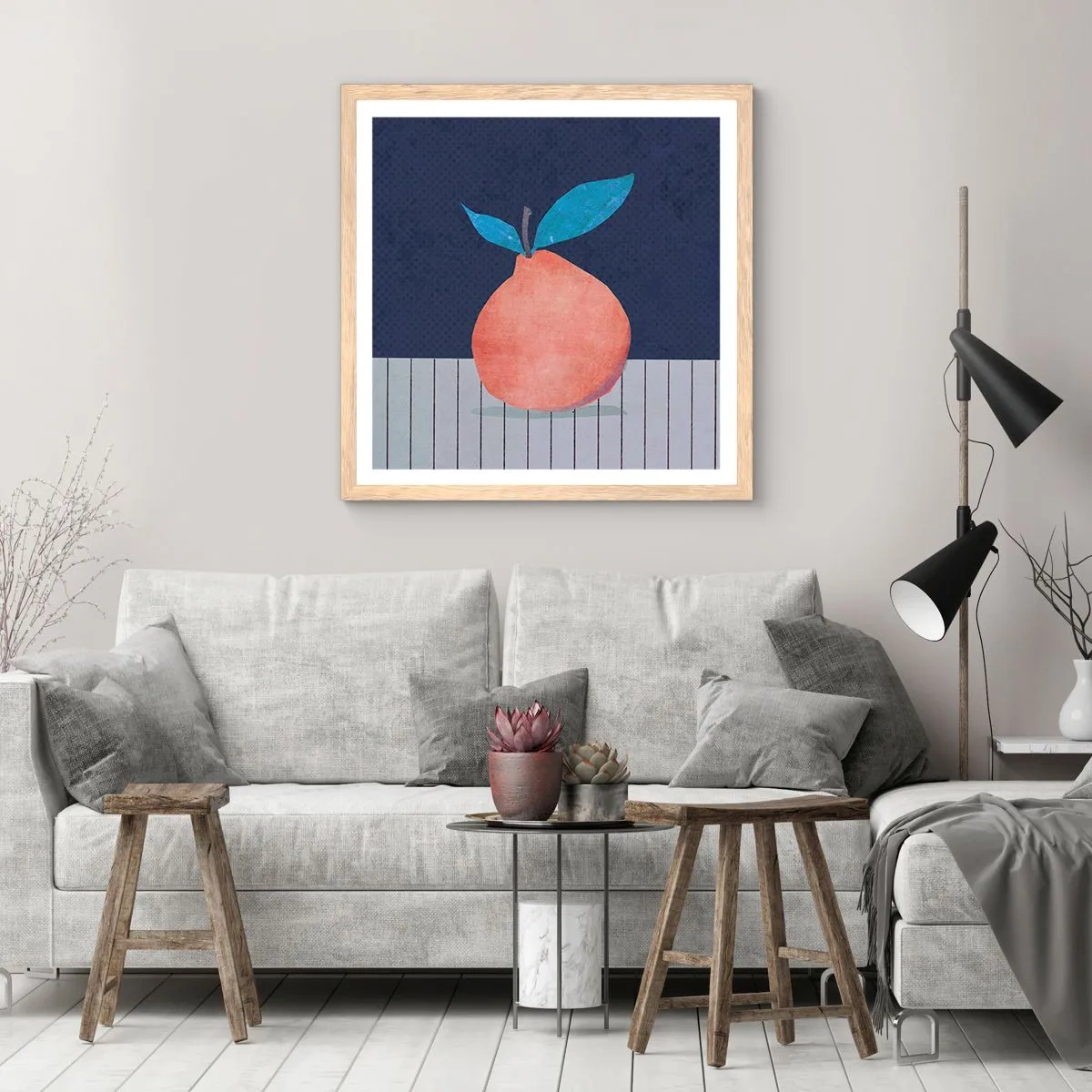 Plakat i ramme af lyst egetræ - Konveksitet og plan - 60x60 cm