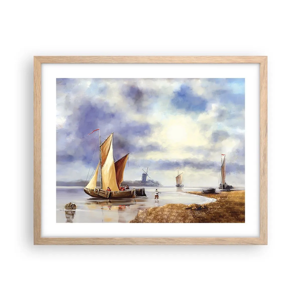 Plakat i ramme af lyst egetræ - Sømændenes tilbagevenden - 50x40 cm