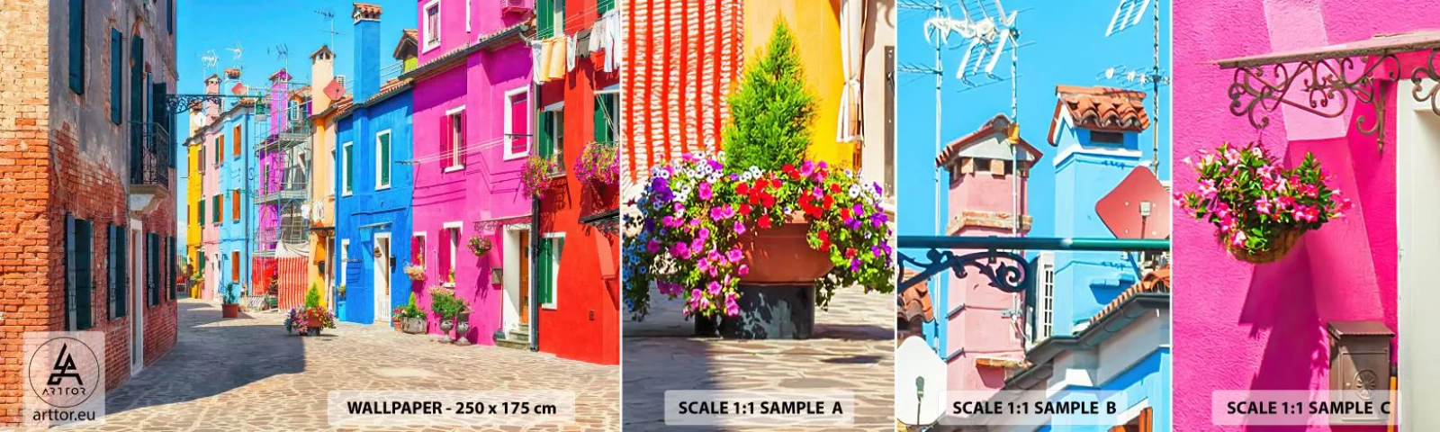 Fototapet Prøve Standard Eco - Byen "Under papegøjer” - By, Italien, Arkitektur - 100x30 cm