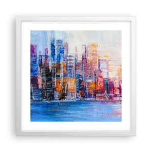 Plakat i hvid ramme - En glad metropol - 40x40 cm