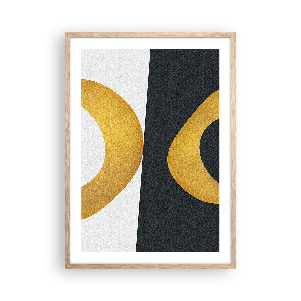 Plakat i ramme af lyst egetræ - Først: guld - 50x70 cm