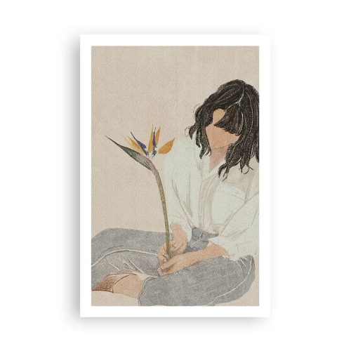 Plakat - Portræt med en eksotisk blomst - 61x91 cm