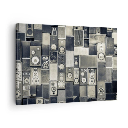 Lærredstryk - Billede på lærred - Højttalerkollektion i retrostil - 70x50cm - Og alt er i orden - Moderne vægdekoration til stue og soveværelse ARTTOR