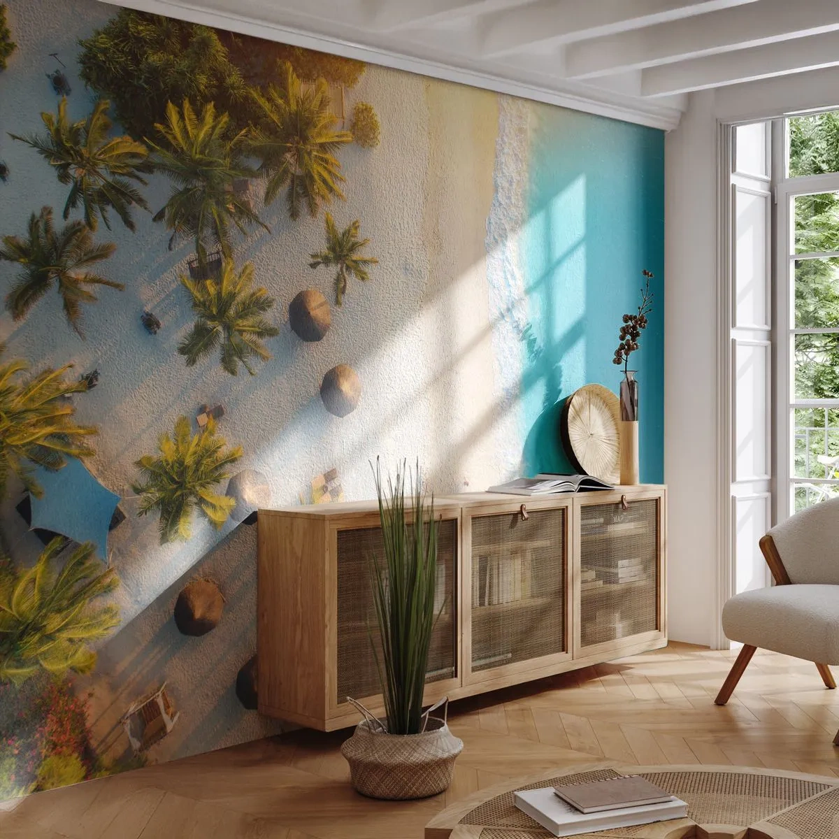 Fototapet Selvklæbende Deluxe Sticker - Velkommen til paradis - Strand, Palmer, Eksotisme - 100x70 cm