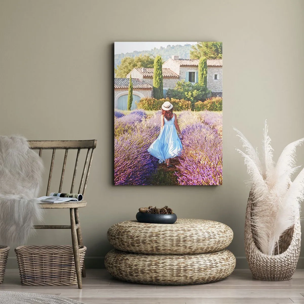 Lærredstryk - Billede på lærred - Lavendel pige - 50x70 cm