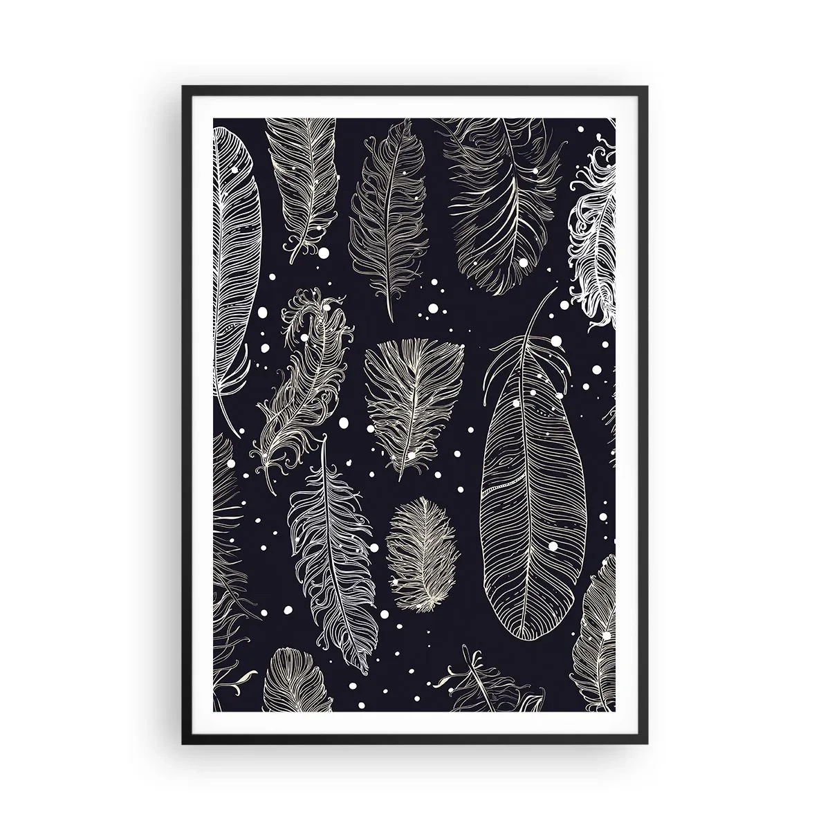 Plakat i sort ramme - Fjerede blonder - 70x100 cm