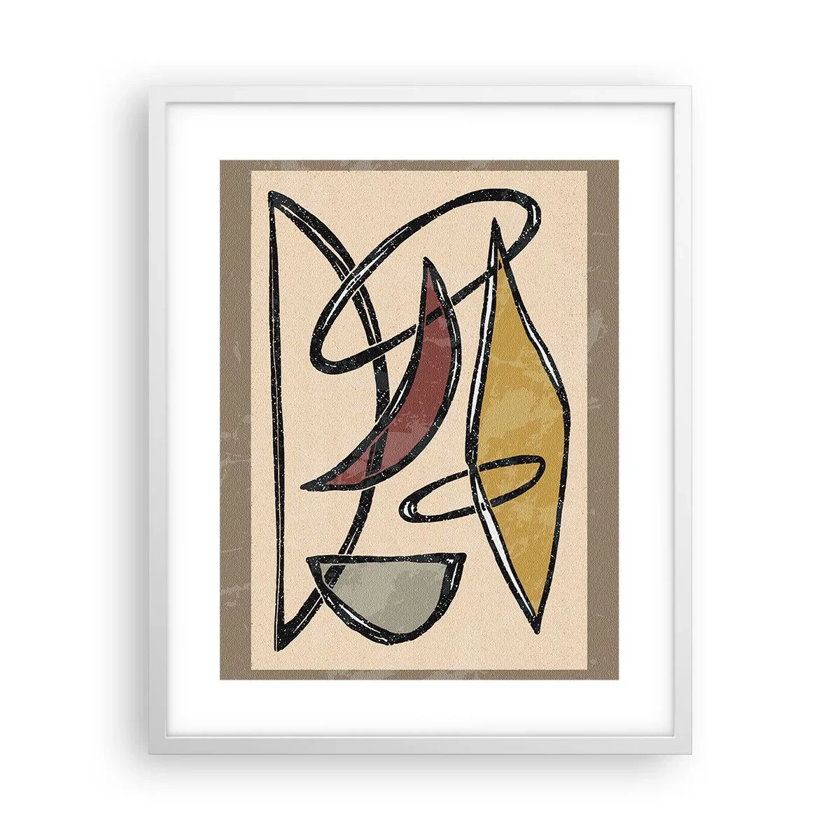 Plakat i hvid ramme - Komposition - buer og ovaler - 40x50 cm