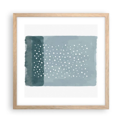 Plakat i ramme af lyst egetræ - Dyrket i blåt - 40x40 cm