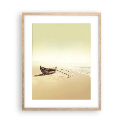 Plakat i ramme af lyst egetræ - Et minde om Sydhavet - 40x50 cm