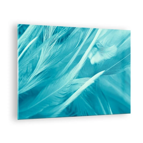Billede på glas - Turkisfjer i en delikat nærbillede - 70x50cm - At drukne i fluff - Moderne vægdekoration til stue og soveværelse ARTTOR