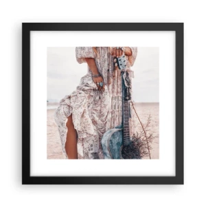 Plakat i sort ramme - Børn blomster på vej - 30x30 cm