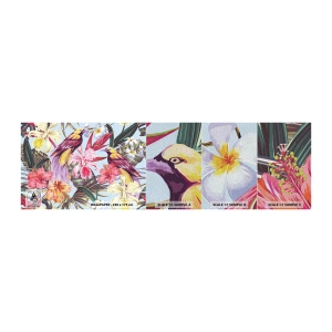 Prøve Fototapet Premium Sand - Kronblade og fjer - Fugl, Blomster, Have - 100x30 cm