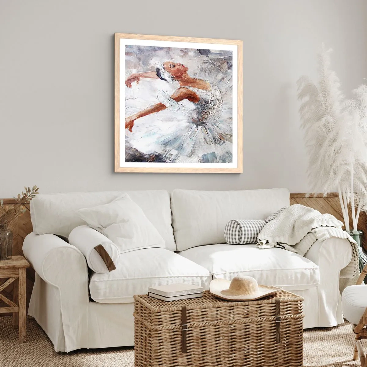 Plakat i ramme af lyst egetræ - Blød og let som tyl - 30x30 cm