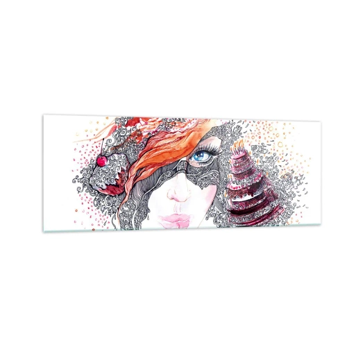 Billede på glas - Hos hende er hver dag en ferie - 140x50 cm