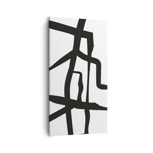 Lærredstryk - Billede på lærred - Sort og hvid konstruktion - 55x100 cm