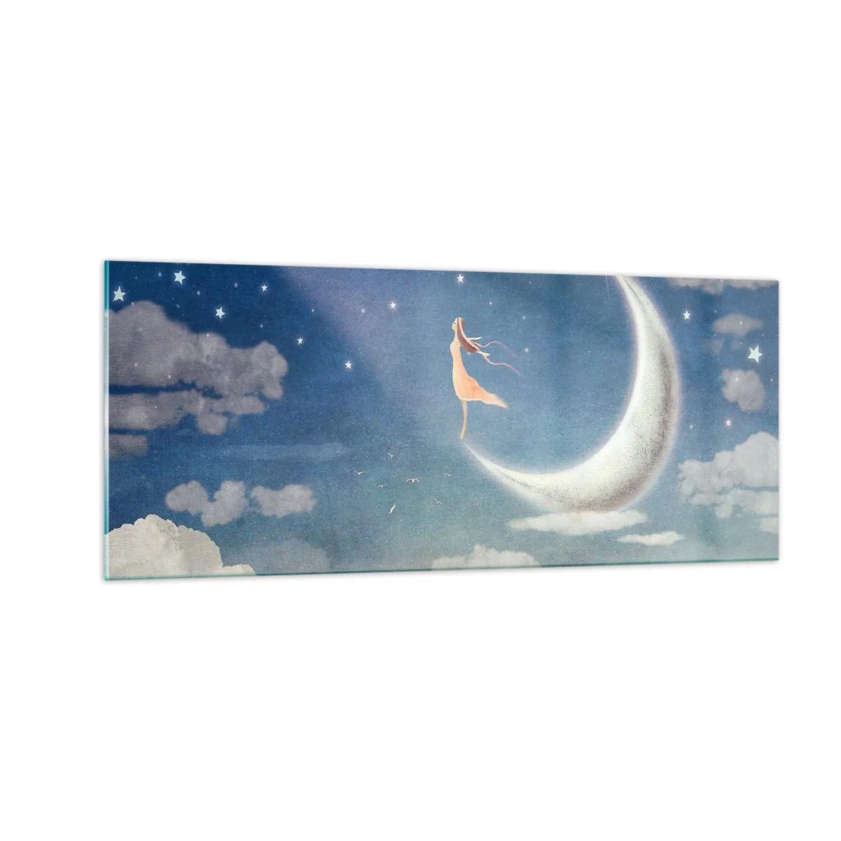 Billede på glas - Blå bejler - 100x40 cm