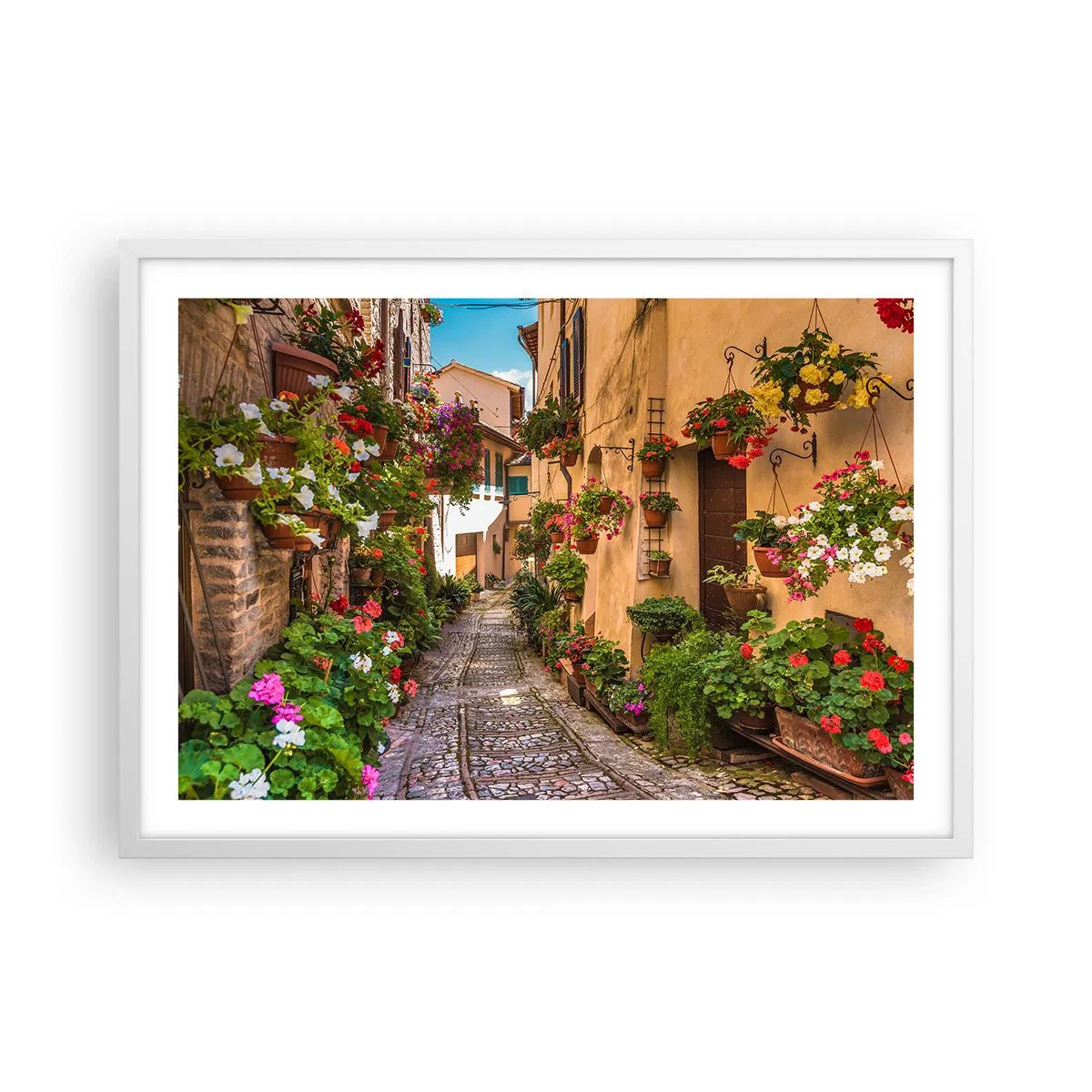 Plakat i hvid ramme - Italiensk gyde - 70x50 cm