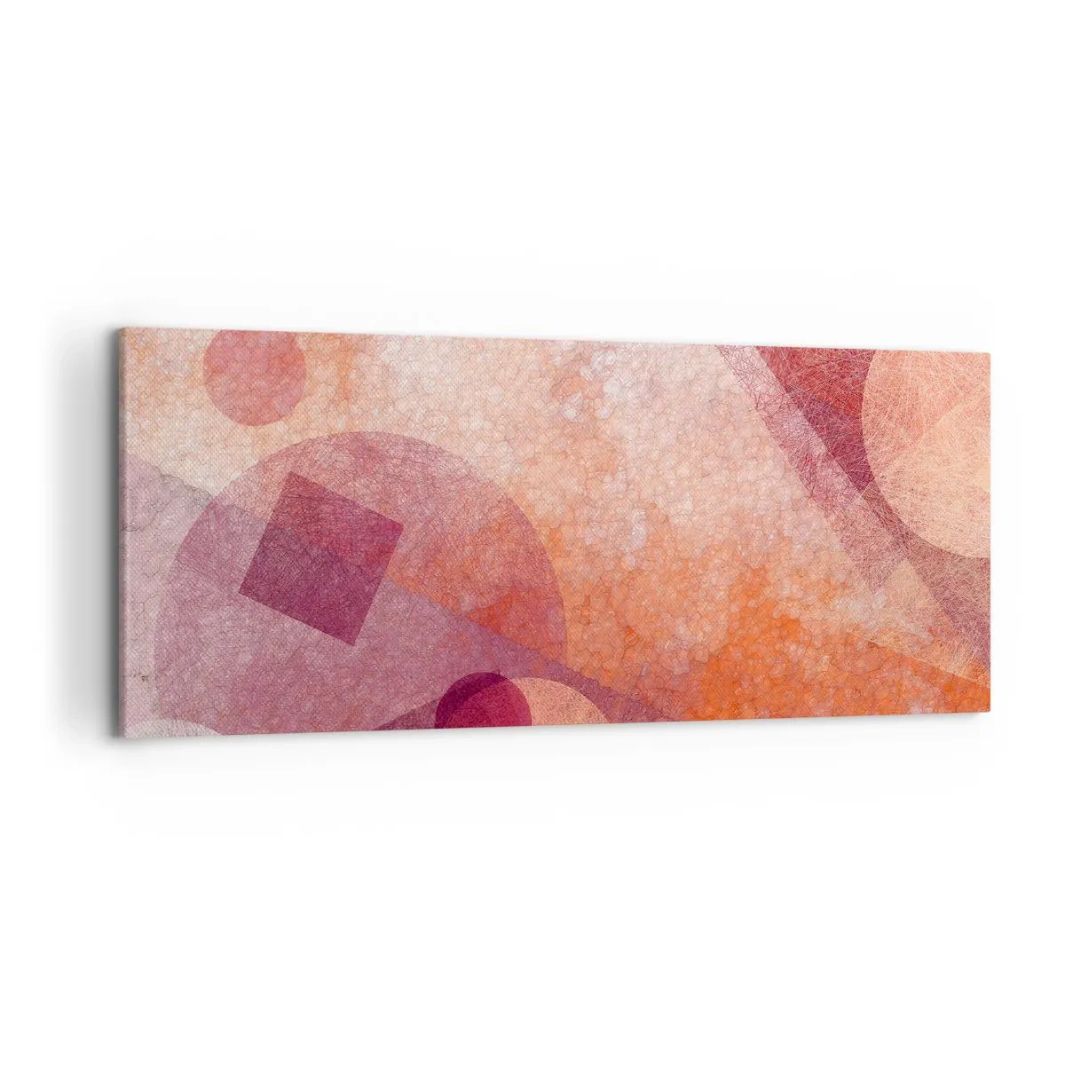 Lærredstryk - Billede på lærred - Geometriske transformationer i pink - 120x50 cm