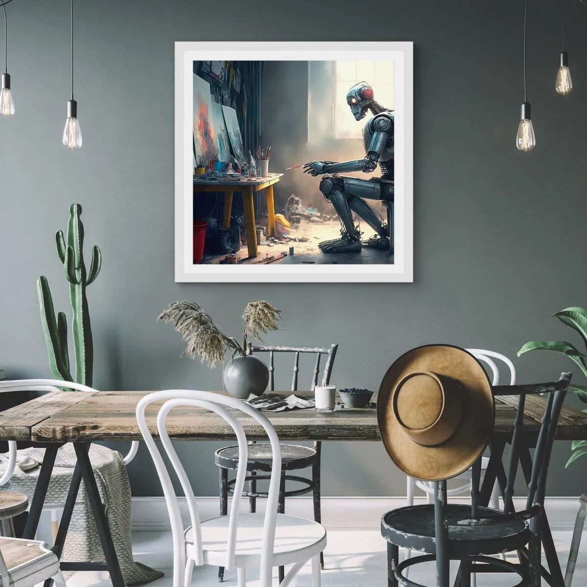 Plakat i hvid ramme - Den skabende handling - 50x50 cm