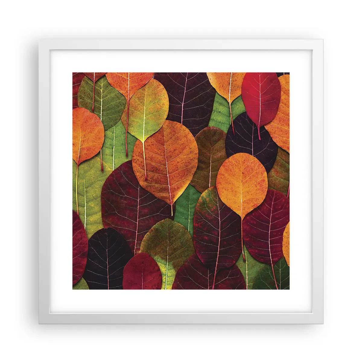 Plakat i hvid ramme - Efterårsmosaik - 40x40 cm