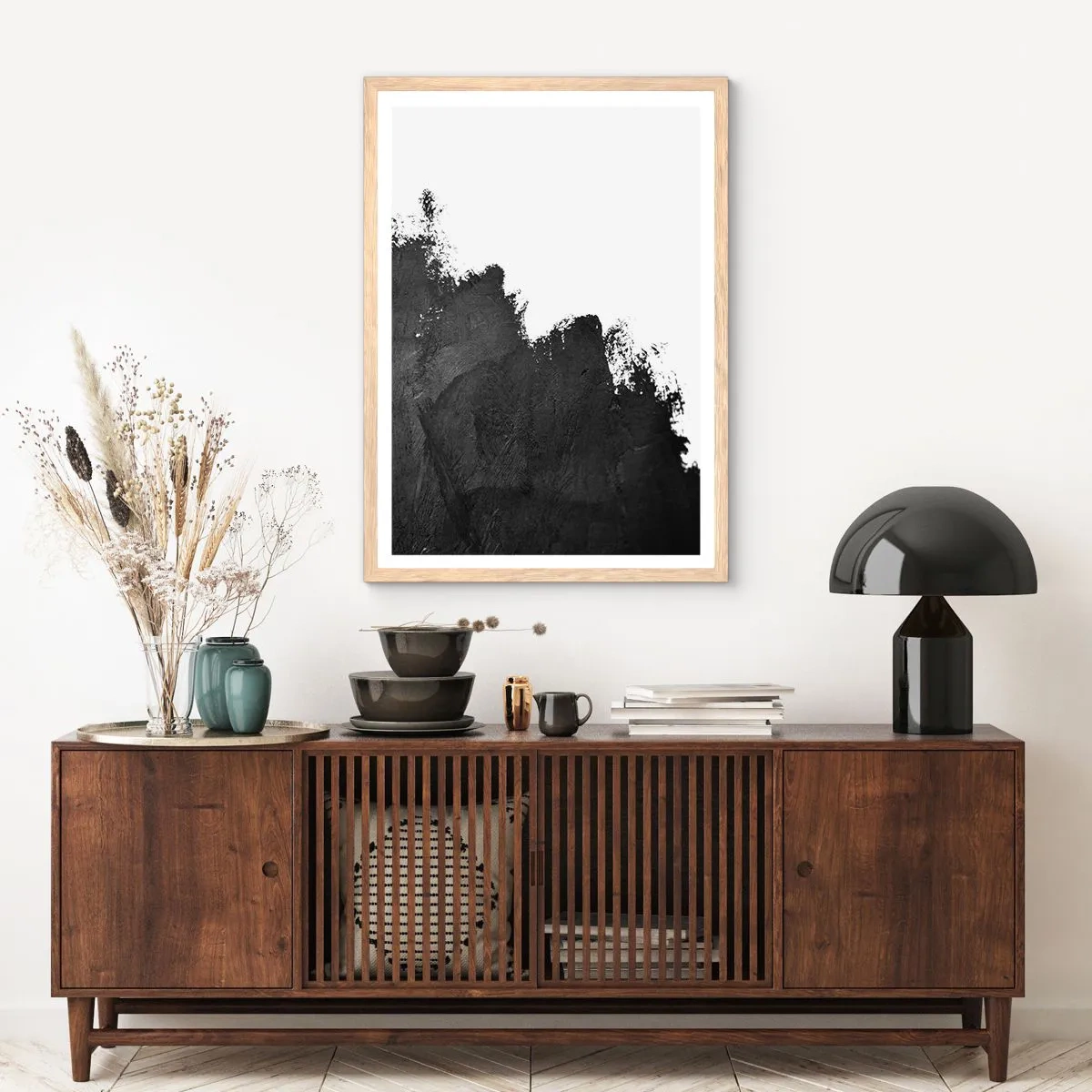 Plakat i ramme af lyst egetræ - Elementer: jord - 70x100 cm