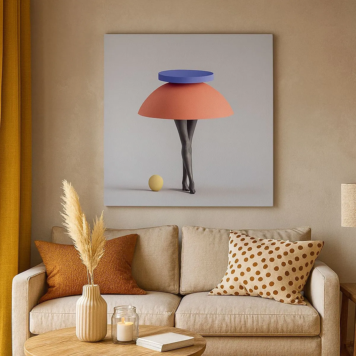 Lærredstryk - Billede på lærred - Surrealistisk komposition - 30x30 cm