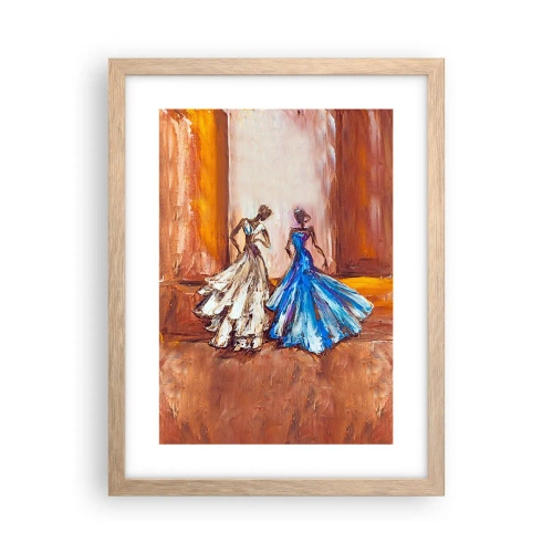 Plakat i ramme af lyst egetræ - Den taknemmelige duo - 30x40 cm