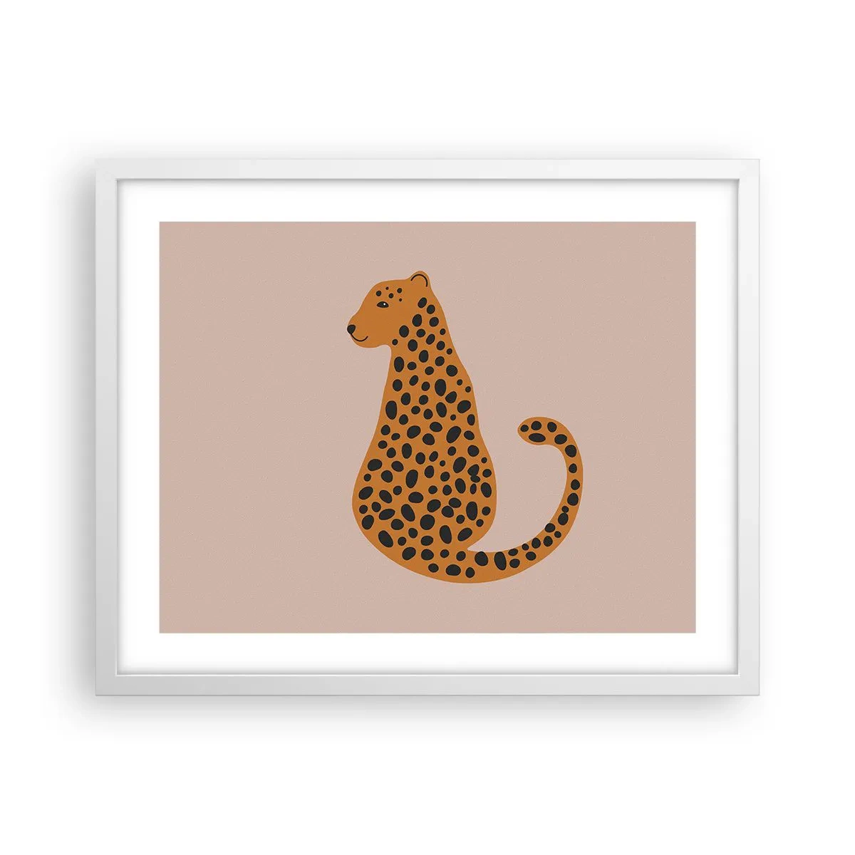 Plakat i hvid ramme - Leopardprint er et moderigtigt mønster - 50x40 cm