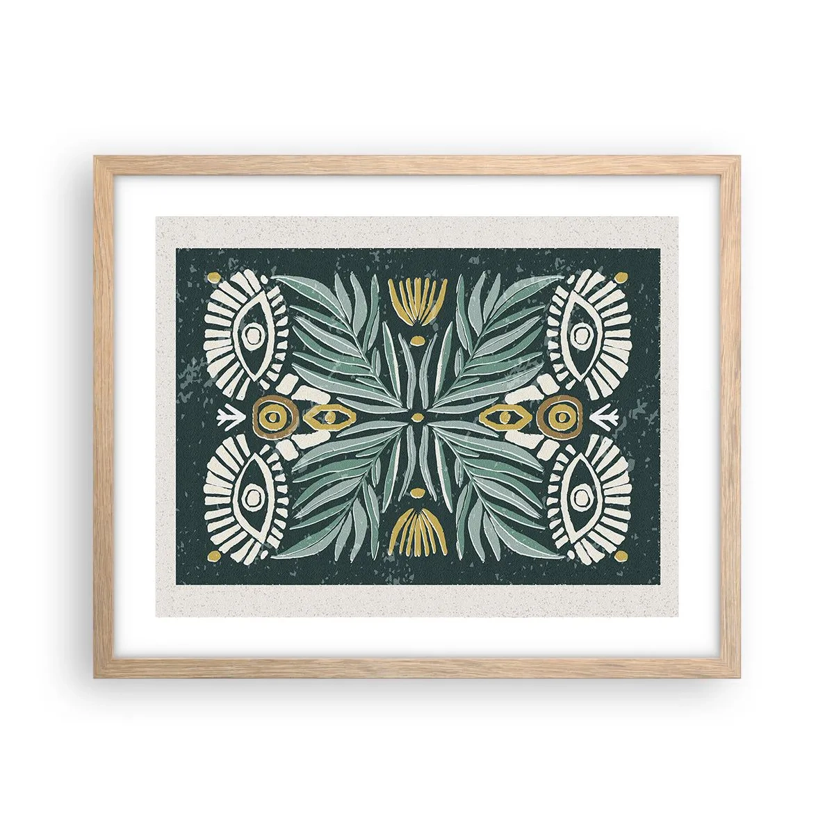 Plakat i ramme af lyst egetræ - Som en folkeudskæring - 50x40 cm