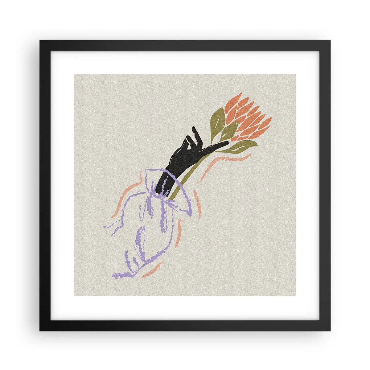 Plakat i sort ramme - En søsterlig berøring - 40x40 cm