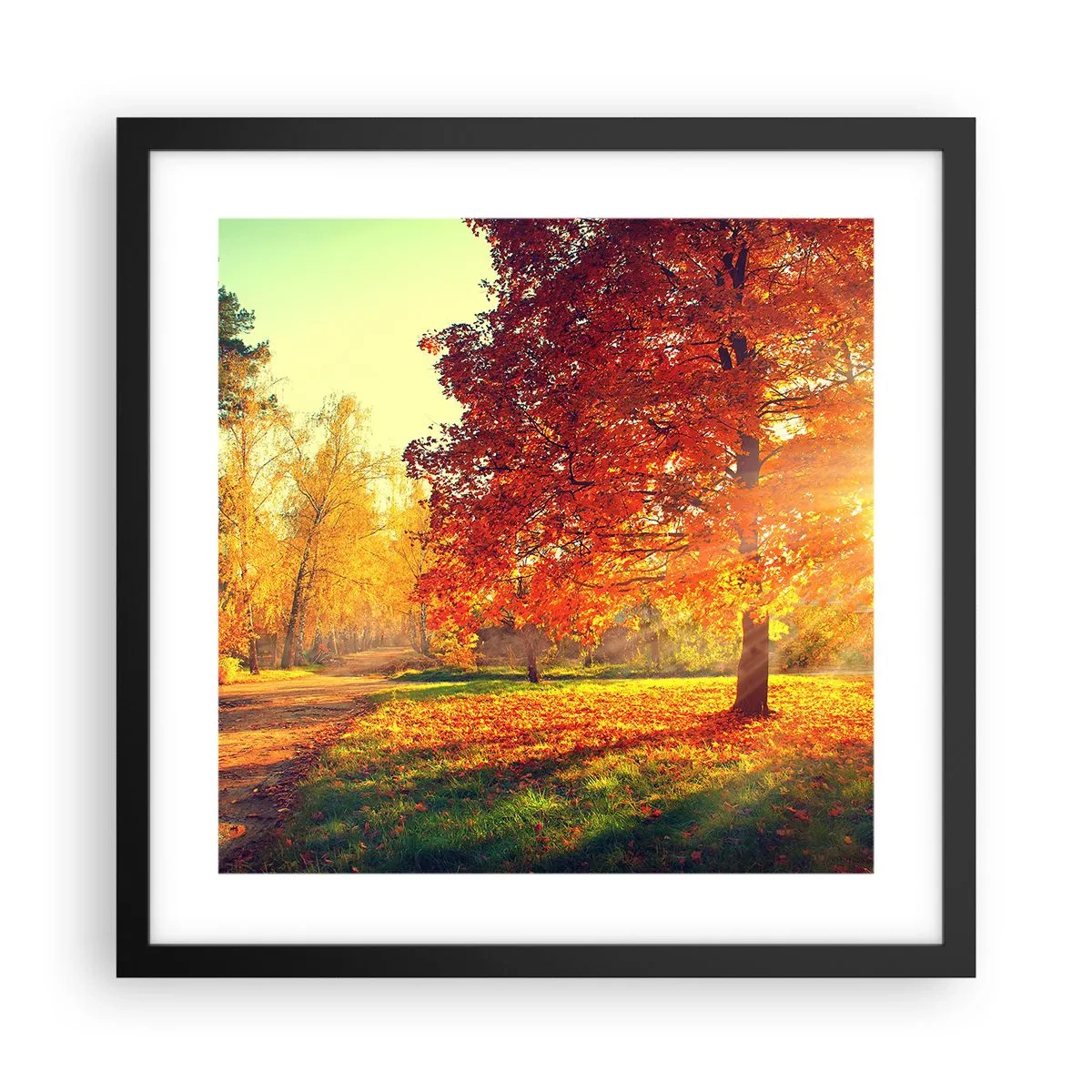 Plakat i sort ramme - Rød er smuk - 40x40 cm