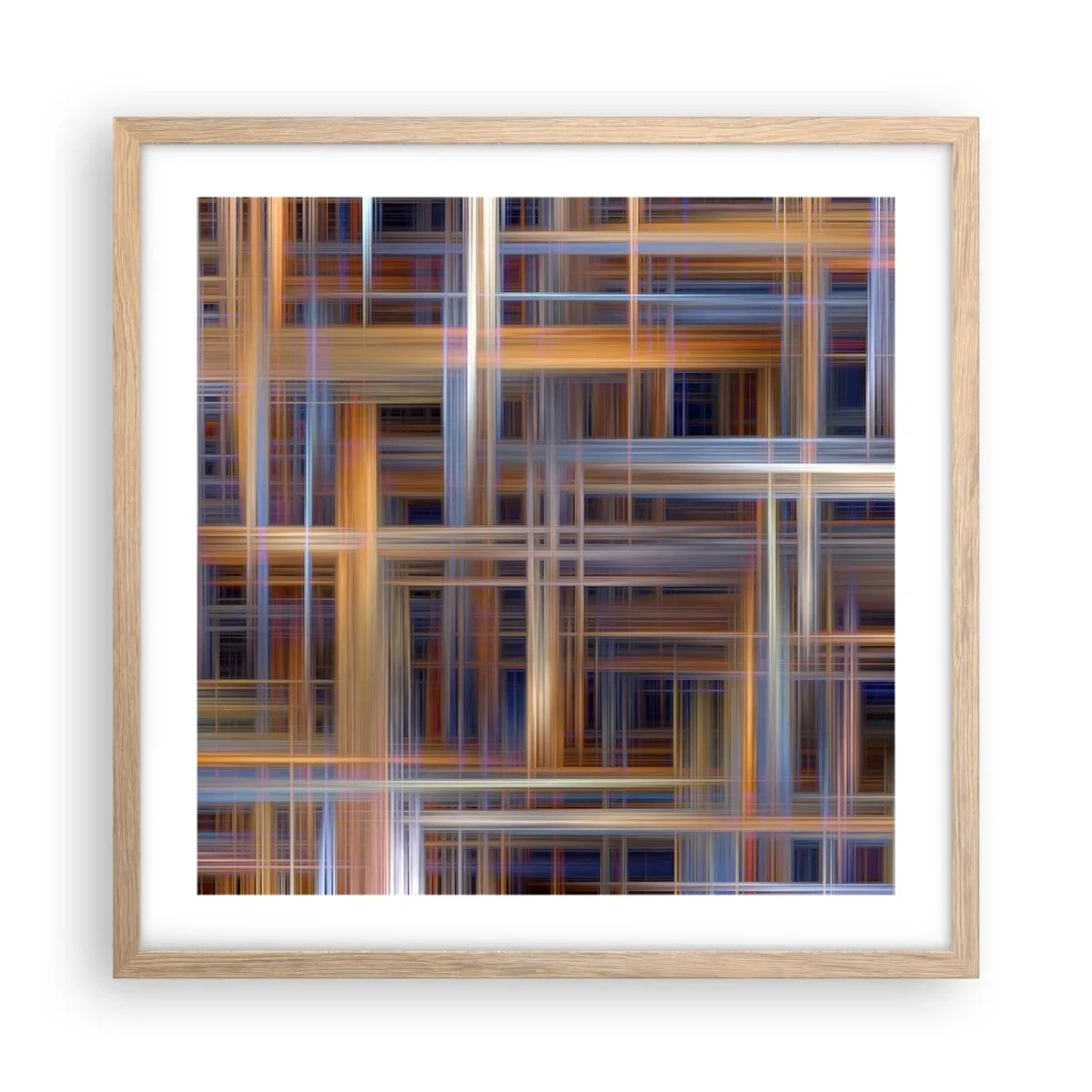 Plakat i ramme af lyst egetræ - Vævet af lys - 50x50 cm