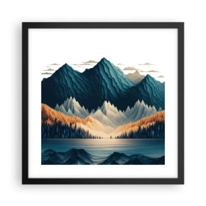 Plakat i sort ramme - Perfekt bjerglandskab - 40x40 cm