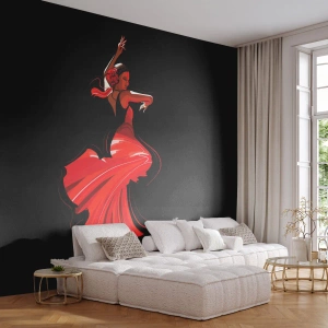 Fototapet Selvklæbende Deluxe Sticker - Flamencoens brændende ånd - Danser, Flamenco, Dans - 400x280 cm